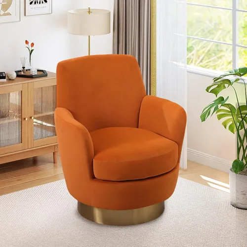 Vista 9 de Silla giratoria de 360°, silla giratoria de barril moderna y acogedora de 28.3 pulgadas, sofá redondo de peluche, cómoda silla de lectura pequeña