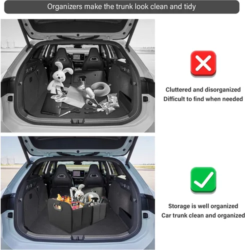 Vista 5 de Organizador de maletero de gran capacidad para coche, organizador de maletero plegable de múltiples compartimentos para SUV para guardar