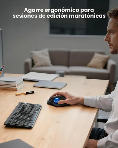 Vista 2 de SABLUTE Ratón inalámbrico MAM2 Trackball ergonómico con 5 niveles DPI-bola pelota azul