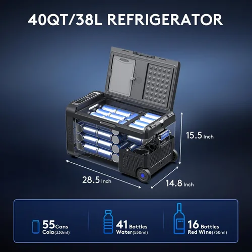 Vista 3 de BODEGACOOLER Refrigerador de Coche de 12 Voltios, Congelador Portátil con Control de Aplicación WIFI, Refrigerador de Coche de 40 Cuartos de Galón