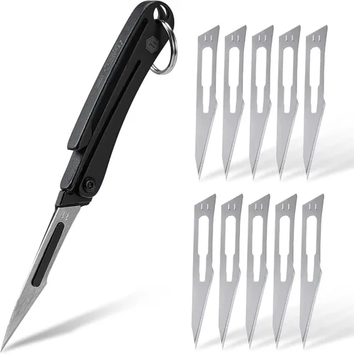 Vista 9 de KeyUnity KK13 Cuchilla de Utilidad de Precisión para Manualidades Mango de Titanio Mini Herramienta de Corte para Artes Manualidades Proyectos