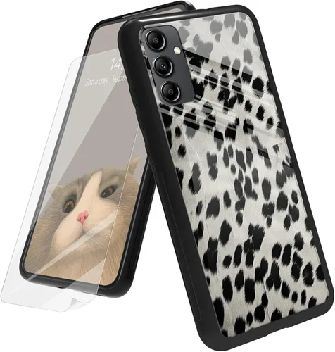 Vista 76 de Funda para Samsung Galaxy A12 5G con protector de pantalla, parte trasera de vidrio templado + TPU de silicona suave que absorbe los golpes