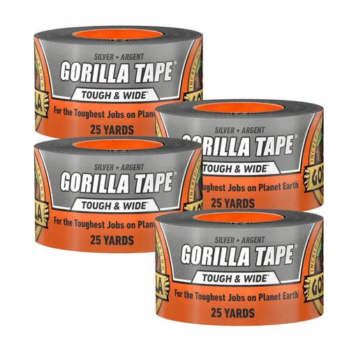 Vista 9 de Gorilla Cinta resistente y ancha, cinta plateada, 2.88 pulgadas x 25 yardas (paquete de 1), resistente y resistente a la intemperie para interiores