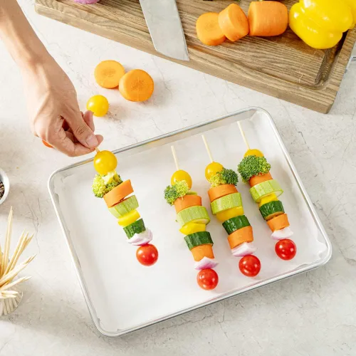 Vista 7 de Restaurantware Robata - Pinchos para asar de 8 pulgadas, 100 pinchos de alta resistencia, pinchos de bambú desechables congelables para verduras
