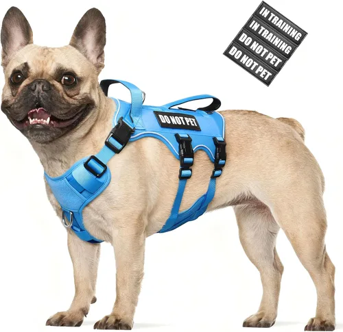 Vista 12 de WINSEE - Arnés para perro a prueba de fugas, arnés Molle de servicio y trabajo con doble asa, chaleco táctico para mascotas con 4 parches