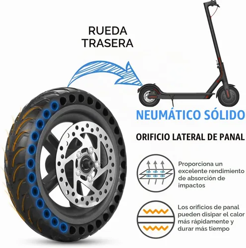 Vista 2 de ELKATECH Reemplazo de rueda Gotrax y patinete eléctrico Xiaomi M365 Neumático sólido con cubo y disco de freno Rueda de nido de abeja