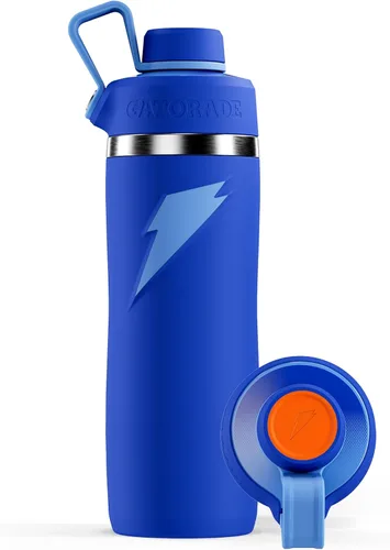 Vista 10 de Botella de agua de acero inoxidable Gatorade "Overtime" de 32 onzas, tapa de rosca, gris