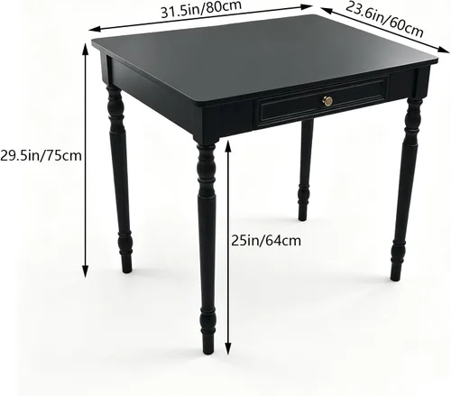 Vista 2 de Escritorio de madera maciza con cajones, pequeño escritorio con cajones para computadora, escritorio de PC para trabajo, estudio o juegos, fácil