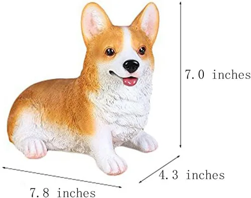 Vista 5 de WAIT FLY Precioso Corgi postrado perro en forma de hucha de resina Banco de monedas Decoración del hogar