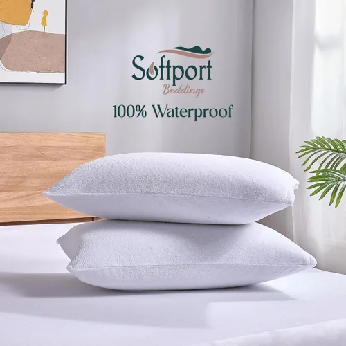 Vista 2 de Protector de almohada impermeable con diseño de cremallera (paquete de 2) - Funda de almohada a prueba de chinches de 20 x 26 pulgadas