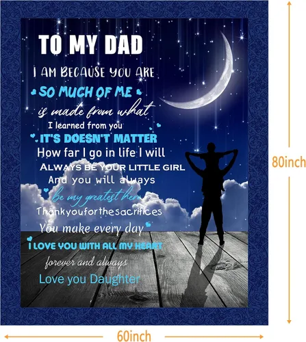 Vista 7 de Manta de franela de hija con texto en inglés "To My Dad", manta de franela para regalo de cumpleaños, súper suave, cálida y mullida, manta de lujo