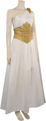 Vista 4 de Wocloey Disfraz de Saint Seiya de los Caballeros del Zodiaco Siena Saori Kido Athena Cosplay vestido de búho cinturón trajes para Halloween