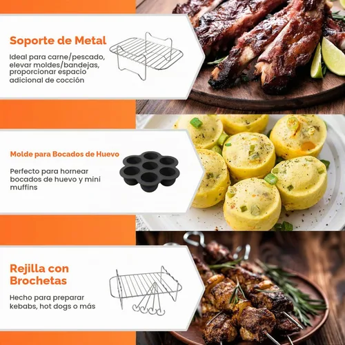Vista 5 de Accesorios para freidora de aire de doble cesta, juego de 10 piezas compatibles con la freidora de aire dual Ninja DZ201, DZ401 y la mayoría