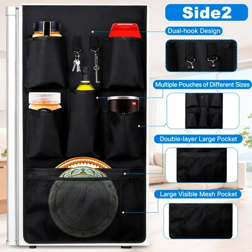 Vista 5 de Mini organizador de almacenamiento para refrigerador para dormitorio, 70.9 x 15 pulgadas, estante para refrigerador con rodillo de toalla de papel