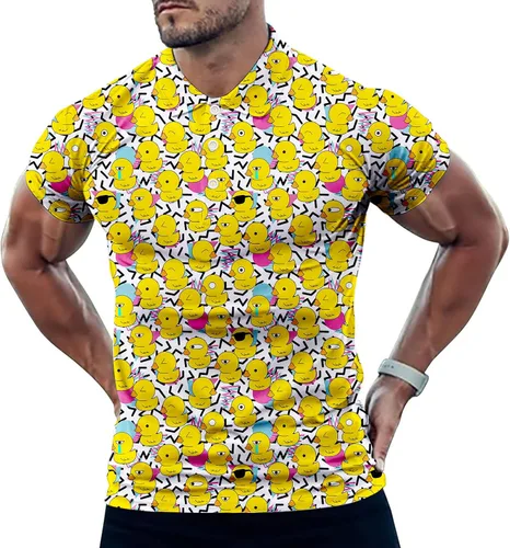 Vista 4 de Camisas de golf para hombre, ajuste seco, clásico, gafas de sol, pato, de goma, manga corta, atuendo casual