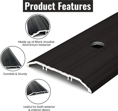 Vista 2 de CBW Black Aluminum Threshold 4" Wide 1/2" High (1, 32 Inch)