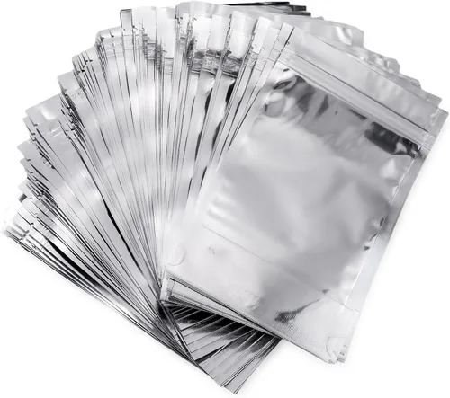 Vista 11 de Ellbest 100 bolsas de plástico resellables de aluminio Mylar de aluminio, bolsas de almacenamiento plateadas, bolsas de almacenamiento herméticas