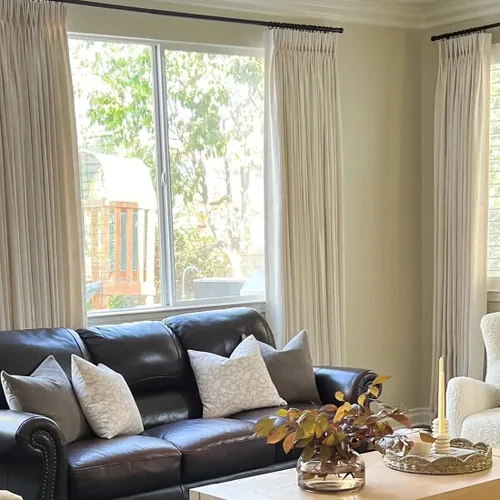 Vista 2 de LUSTROWIN Cortina de lino personalizada plisada para oscurecer la habitación, cortinas opacas para sala de estar, dormitorio, comedor, ventana #01