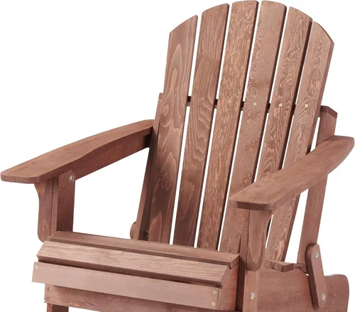 Vista 5 de Havemies Silla Adirondack plegable de madera de gran tamaño con respaldo premontado y tabla de asiento, silla de patio de madera para jardín, patio