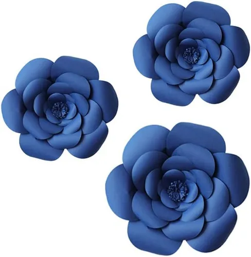 Vista 13 de N/C 3 piezas de flores de papel para fiesta, flores de papel para fondo de boda, decoración DIY hecha a mano para fondo de boda, decoración de pared
