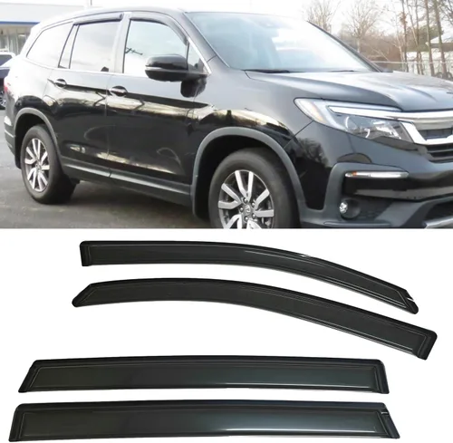 Vista 9 de Viseras tintadas de humo para ventana, parasol y lluvia, deflector de ventilación compatible con Honda Pilot 2003-2008