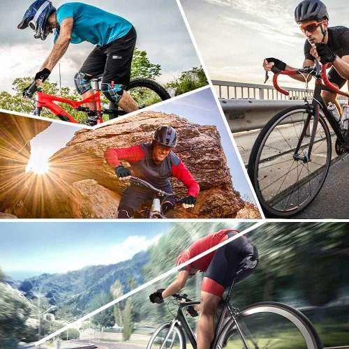 Vista 6 de MOREOK - Guantes para bicicleta de montaña (MTB) y ciclismo de descenso (DH), para hombres, de medio dedo, con almohadilla de gel que absorbe