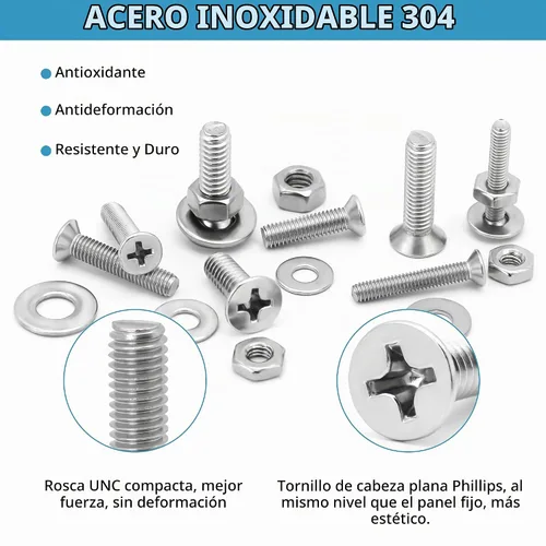 Vista 2 de Juego surtido de 720 tuercas y tornillos, tornillos de máquina, SATANTECH #6-32#8-32#10-24#1/4-20, juego de tornillos de acero inoxidable, cabeza