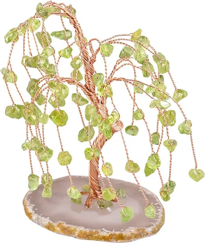 Vista 11 de TUMBEELLUWA Árbol de dinero de cristal curativo con rodajas de ágata, pulido de piedras preciosas pulidas, árbol bonsái, Feng Shui, decoración