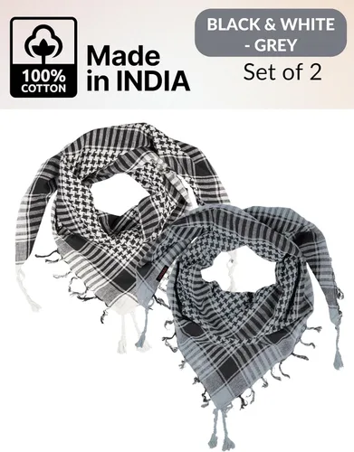 Vista 79 de LOVARZI Shemagh Cottons Arab Keffiyeh - Bufanda militar táctica para cabeza y cuello