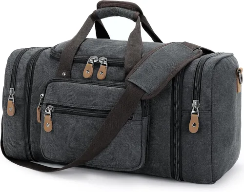 Vista 13 de Gonex Canvas Duffle Bag, Expandable 50L Travel Overnight Weekender Bag Verde militar