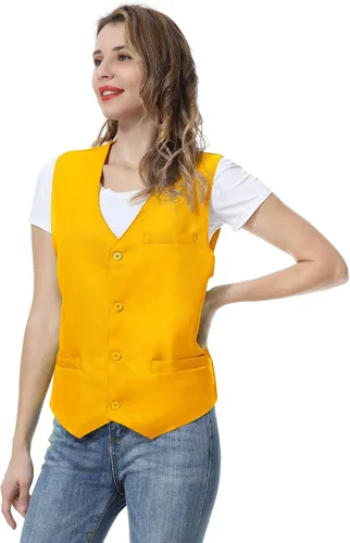 Vista 2 de TOPTIE Chaleco unisex con botones para uniforme de trabajo