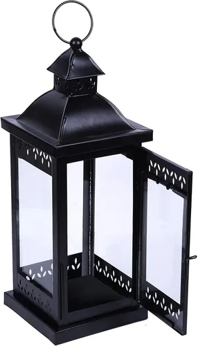 Vista 11 de Hosley's Farol estilo clásico, de 12 pulgadas de alto, de hierro y vidrio Regalo ideal para celebraciones, fiestas, bodas, Aromaterapia y Spa.