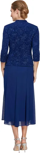Vista 3 de Alex Evenings Vestido tipo chaqueta con botones frontales para mujer