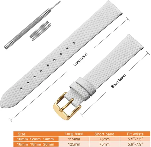 Vista 5 de ANNEFIT Correa de reloj de cuero para mujer, 0.394 in, 0.472 in, 0.512 in, 0.551 in, 0.591 in, 0.630 in, 0.709 in, 0.787 in, correa de repuesto