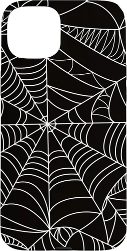 Vista 9 de iPhone 12/12 Pro blanco y negro araña web Único estuche de Halloween de Artsy moderno