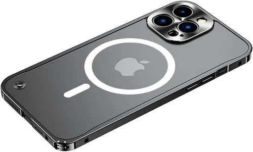 Vista 12 de kaitesi Funda magnética para iPhone 14 compatible con MagSafe Metal aleación de aluminio parachoques mate translúcido cubierta trasera con protector