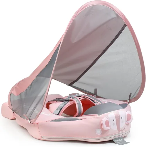Vista 10 de Mambobaby Flotador de natación para bebé con toldo y cola, flotador de piscina infantil no inflable, flotador de natación para niños pequeños