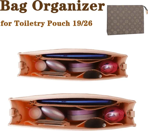 Vista 2 de MISIXILE Organizador de bolsa de fieltro con cremallera y hebillas doradas, organizador de bolso para bolsa de aseo 19 26
