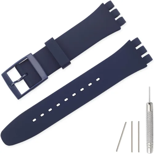 Vista 24 de Lijinlan Correa de silicona de repuesto para Swatch de 0.669 in, 0.748 in, 0.787 in, correa de reloj impermeable para Swatch Negro
