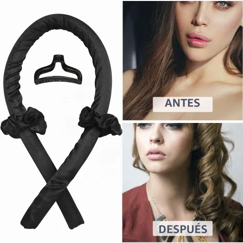 Vista 3 de Diadema de Varilla Rizadora Sin Calor, Cinta de Seda Sin Calor, Varilla Rizadora, Rulos para el Cabello, Rizos con Clip de Garra para el Cabello