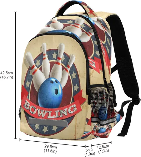 Vista 3 de Mochila escolar para laptop, mochila casual para adolescentes, niñas, mujeres, niños, hombres, universidad, viajes, Bola de bolos, Mochilas Daypack