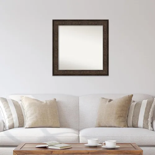 Vista 1028 de Amanti Art Espejo de pared personalizado no biselado (25 x 25 pulgadas), marco de bronce acentuado, varios tamaños personalizados, espejo de baño