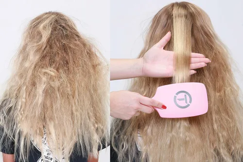 Vista 2 de Tion TION - Juego de cepillos profesionales para desenredar el cabello húmedo (negro y blanco) Puntas de bolas con infusión de iones negativos que