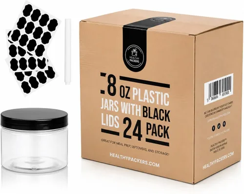 Vista 13 de Healthy Packers® Frascos Pequeños de Plástico con Tapas de 4 oz, Paquete de 12 - Frascos de Plástico Transparentes con Tapas de Rosca para Slime