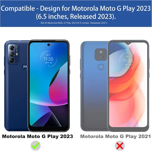 Vista 2 de Ailiber Funda para Motorola Moto G Play 2023, funda con protector de pantalla de vidrio templado, funda giratoria con clip para cinturón