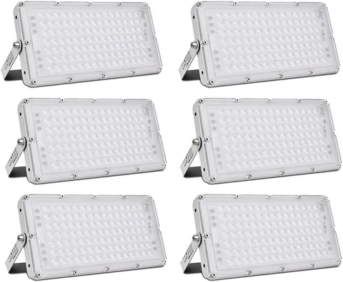 Vista 27 de papasbox Luz de inundación LED de 100 W para exteriores, luces de seguridad para exteriores de 8000 lúmenes, luces LED blancas cálidas de 3000 K