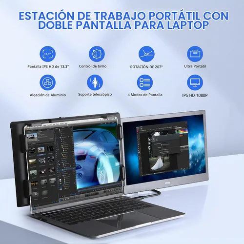 Vista 2 de [Usado] Extensor de pantalla para portátil 13.3" FHD 1080P IPS Extensor