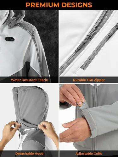 Vista 6 de ORORO Batería mejorada Chaqueta térmica de doble control para mujer con 5 zonas de calor, hasta 20 horas de calor