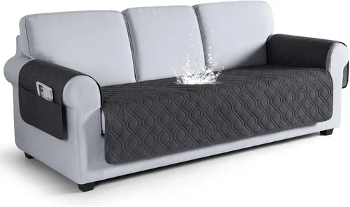 Vista 29 de VANSOFY Funda para Sofá, Fundas de Sofá Impermeables Lavables Forro Protector de Muebles Fundas de Asiento de Sofá Antideslizantes para Perros, Negro