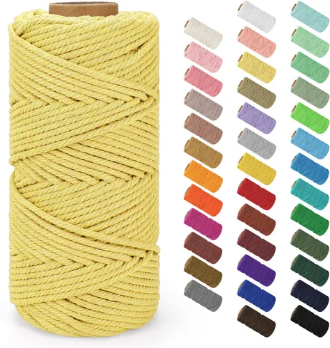 Vista 123 de Cuerda de macramé de 0.079 in x 220 yardas (656 pies), cuerda de algodón natural para colgar en la pared, ganchos de plantas, manualidades Verde